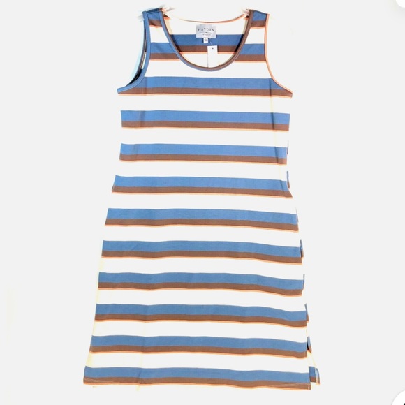 Soft + Stretchy Stripped Tank Top Dress w/ Pockets Size Small - Picture 2 of 7